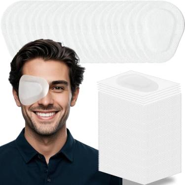 Imagem de 100 adesivos para os olhos para adultos, adesivo médico descartável respirável para ambliopia, bandagens adesivas sem látex para adultos, tamanho grande 9 × 2,76 cm, branco