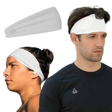 Imagem de Temple Tape Bandanas para homens e mulheres – faixa de transpiração masculina e esportiva com absorção de umidade para treino para corrida, treinamento cruzado, ioga e capacete de bicicleta – Branco
