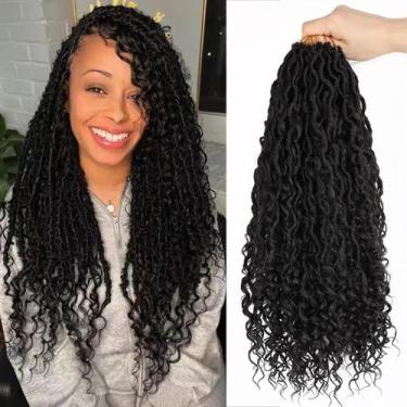 Imagem de Crochet Hair LMZIM Goddess Locs 18 polegadas, 8 pacotes para mulheres 