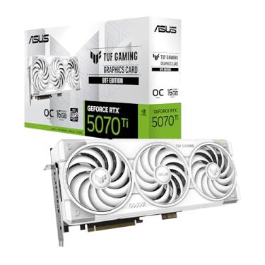 Imagem de ASUS Placa gráfica para jogos TUF Gaming GeForce RTX 5070 Ti 16 GB GDDR7 BTF White OC Edition (PCIe 5.0, HDMI/DP 2.1, slot 3.125, componentes de nível militar, com um adaptador destacável GC-HPWR)