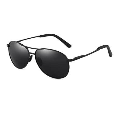 Imagem de HUIHUIKK Óculos De Sol Polarizados Para Longe, Com Lentes Cinza, Homens E Mulheres, Miopia, Sem Leitura (-1.0, Preto)