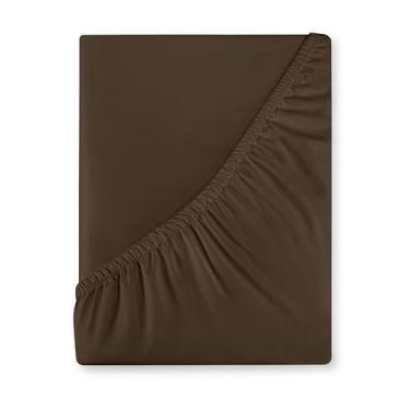 Imagem de Royale Linens Lençol casal de 400 fios, 100% algodão cultivado nos EUA, lençol com elástico em toda a volta – Tecido de cetim luxuoso – Lençol de baixo com ajuste confortável para até 40 cm (casal