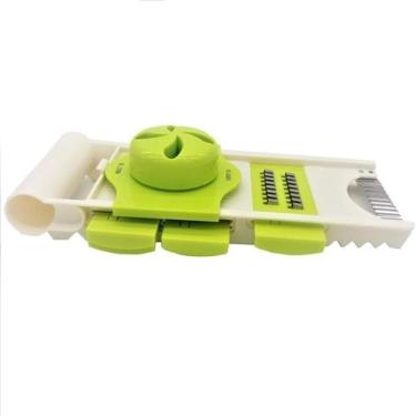 Imagem de Kit Ralador Inox Pote Mandolim Slicer Nicer 5 Em 1 Faiador Cortador Queijos Frutas Legumes