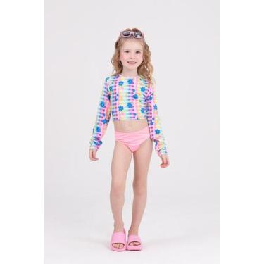 Imagem de Conjunto Infantil Cropped UV 50+ Florzinha Branco - Vida Costeira Ofic