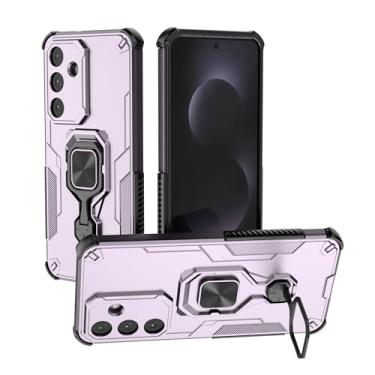 Imagem de SORAKA Capa para Samsung Galaxy S25 FE com suporte de metal rotativo de 360 graus, peça magnética de ferro para suporte magnético de telefone para carro, roxo