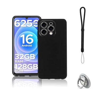 Imagem de NOUKAJU Capa para DOOGEE Note 58, capa protetora de TPU, função de suporte, suporte ajustável, antiqueda, à prova de choque, capa protetora para DOOGEE Note 58 (preto)