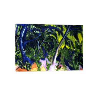 Imagem de Paisagem Abstrata Pôster Famosas Pinturas-Reprodução em Tela-Imagem Decoração Sala de Estar(Forest by Sea) 50x70cm-19x27in Tela Embrulhada