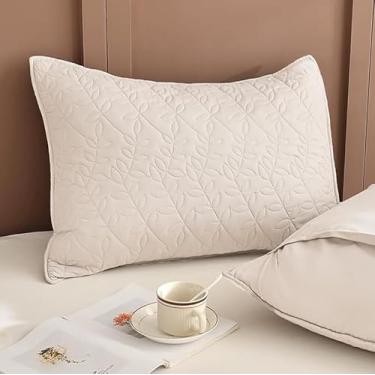 Imagem de Sanracie Fronhas Queen Size 50,8 cm x 76,2 cm, 100% algodão, trigo, coloridas, acolchoadas, lisas, confortáveis, folhas, acolchoadas, 2 peças