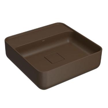 Imagem de Cuba De Apoio Deca Quadrada Com Mesa 40Cm Marrom Fosco