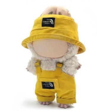 Imagem de Roupas para boneca Labubu de 17 cm com macacão, chapéu, óculos e vesti