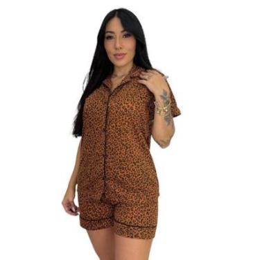 Imagem de Pijama Americano Manga Curta com Gola e Short Estampado Anastácia-Feminino
