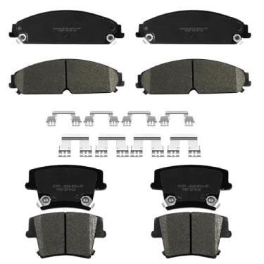 Imagem de YxpBrake Pastilhas de freio de cerâmica dianteiras e traseiras para Dodge Charger 2006-2023 Challenger 2015-2022 Magnum 2005-2008, Chrysler 300 2005-2018 com kits de ferragens