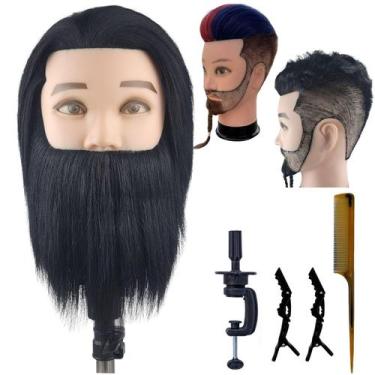 Imagem de Cabeça de manequim de barbeiro Leticia Corte de cabelo masculino com b