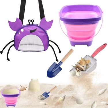 Imagem de Conjunto de brinquedos de praia YOOLEETC Purple Crab com bolsa de malh