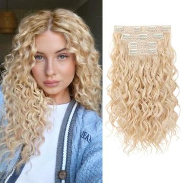 Imagem de Extensões de cabelo REECHO Curly, clipe de 40 cm em 4 peças de loiro c