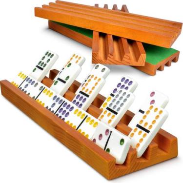 Imagem de Conjunto de 4 prateleiras de dominó de madeira Domino Holders Queensel