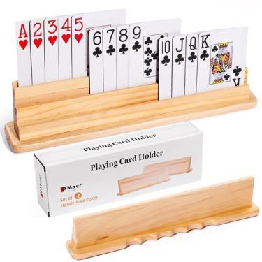 Imagem de Suporte de cartas de baralho JFMkaer, portátil de madeira, conjunto de