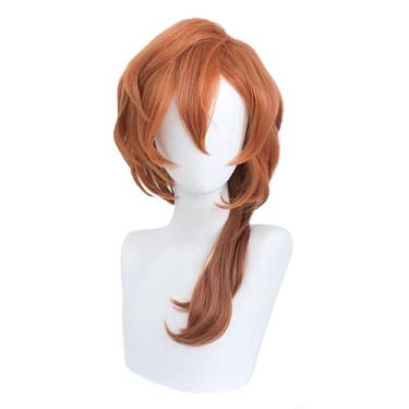Imagem de Peruca curta de cosplay laranja Wiggy Mermaid para homens