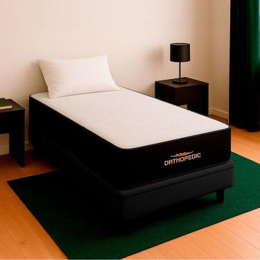 Imagem de Cama Box Baú Preto E Colchão Orthopedic D33 Vstore 78x188x30