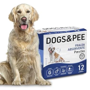 Imagem de DOG’S CARE Dogs&Pee Fralda Descartável Para Cães Machos - Fralda Absorvente Para Cachorros Idosos e Filhotes - Tamanho G - Cintura 53 a 76cm - 12 Unidades