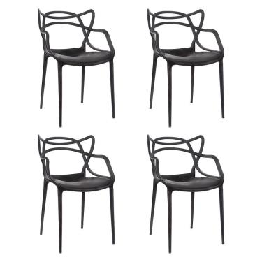 Imagem de Kit 4 Cadeiras De Design Allegra Interior E Exterior - Preta