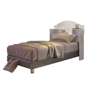 Imagem de Cabeceira Solteiro para Cama Box Evelyn com Nichos, 95 x 107 x 23 cm (BRANCO)