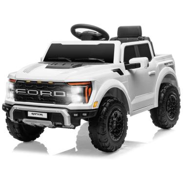 Imagem de Mini Carro Elétrico Infantil Licenciado Ford F150 Raptor 12V c/ Controle Remoto, Luzes LED, Música MP3, Caçamba e Cinto 3 Pontos -
