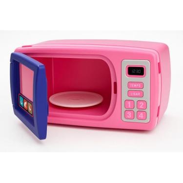 Imagem de Mini Micro-ondas De Brinquedo Infantil Giratório Rosa Kids - BS Toys