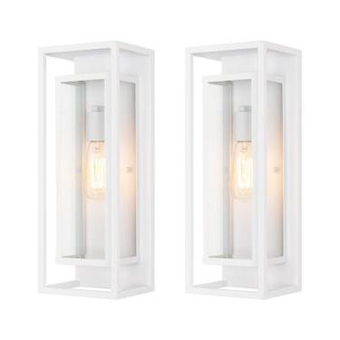 Imagem de Arandela de parede externa mirrea 46cm Metal Frame impermeável branca