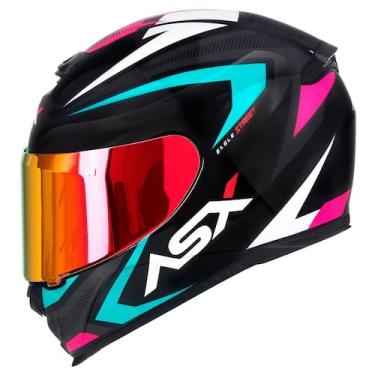 Imagem de Capacete Fechado ASX Eagle Street Tiffany Brilho com Viseira Colorida 