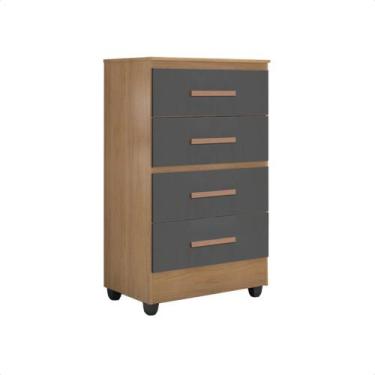 Imagem de Cômoda 4 Gavetas Organizadoras Lite Multiuso Com Pés Quarto - Móveis L