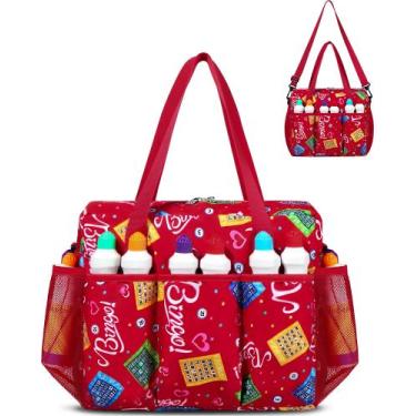 Imagem de Bolsa de bingo FOKDUVB Bolsa de bingo com bolsos para Daubers Red