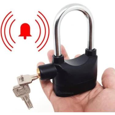 Imagem de Super Cadeado aço inox 305 Moto Bike Casa Com Alarme Antifurto Prova D