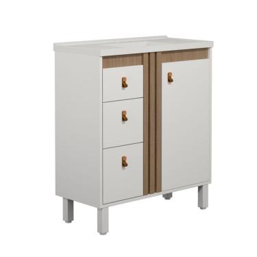 Imagem de Gabinete Para Banheiro Ariel 80cm Com Pé Branco