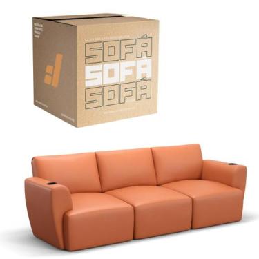 Imagem de Sofá 3 Lugares Sala De Estar em Couro Bovino Modular Damie Na Caixa, G