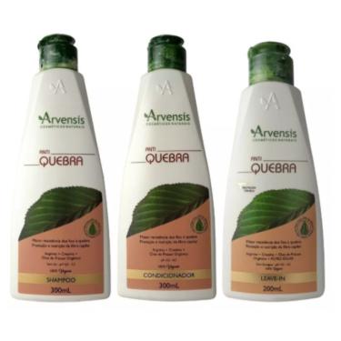 Imagem de Kit Shampoo e Condicionador 300ml E Leave-in Resistente Á Quebra Arvensis