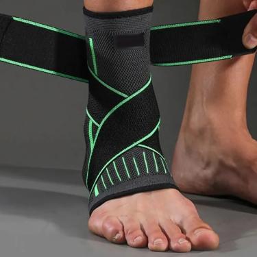 Imagem de TORNOZELEIRA ORTOPÉDICA AJUSTÁVEL COM SUPORTE ELÁSTICO DE QUATRO VIAS E CINTA DE COMPRESSÃO