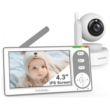 Imagem de Babá Eletrônica HelloBaby 10 cm com Bateria de 30 Horas, Controle Remoto PanTiltZoom Sem WiFi, Câmera e Áudio, Visão Noturna, Modo ECO