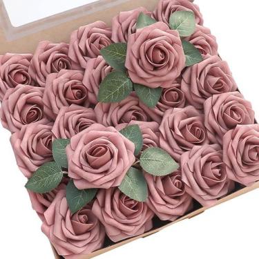 Imagem de Flores artificiais Floroom Dusty Rose Foam Fake com caules x50