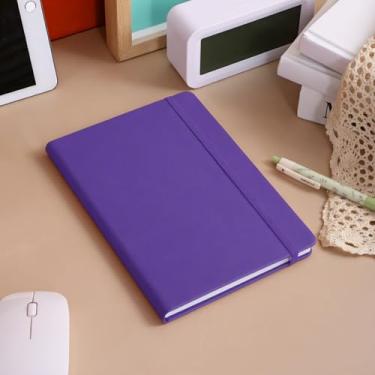 Imagem de Organizadores pessoais para mulheres e homens (13 cm x 9 cm), 80 folhas por bolso, agenda com fecho elástico e capa de couro sintético, diário para casa, escritório, escola, viagem, negócios, roxo