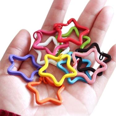 Imagem de 12 peças de clipe de chaveiro de metal pentagrama, pequenos anéis de salto divididos para chaves de organização, clipes de etiquetas de cachorro, cordão de paracorda, porta-chaves, acessórios para