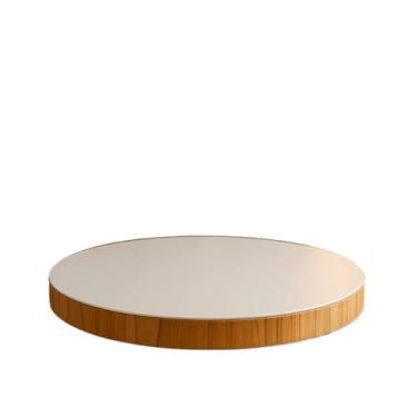 Imagem de Centro de Mesa Giratório Off White 45cm Com Tampo de Vidro Base Giratória Suave Suporta Até 15kg
