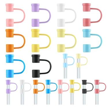 Imagem de Conjunto de 10 capas de canudo de silicone, tampas de canudo de 10 mm, tampas reutilizáveis para viagens, piqueniques, decoração de festa e proteção