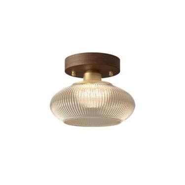 Imagem de Luz de teto Luminária de corredor retrô, criativa, simples, nogueira, para entrada varanda