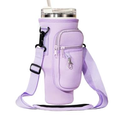 Imagem de Bolsa de transporte para garrafa de água com alça ajustável para celular Stanley 30 1,134 g, capa tiracolo isolada de neoprene para caminhadas, acampamento, trilhas, viagens