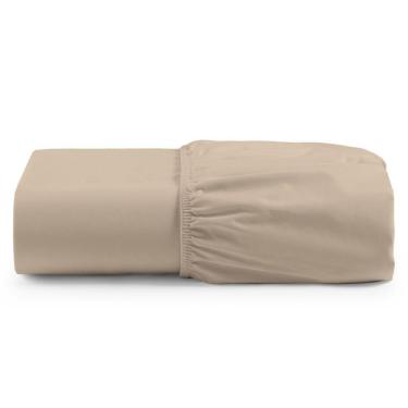 Imagem de Lençol Unique Avulso De Baixo Casal Padrão Com Elástico Micro Percal 400 Fios - Avelã