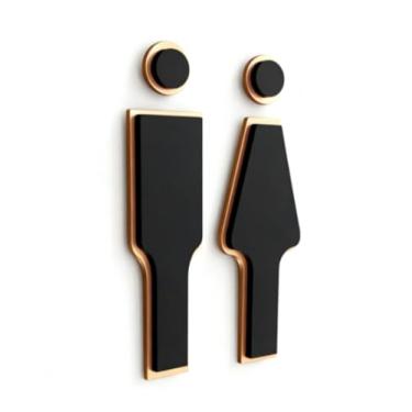 Imagem de YJIUYUANQ Conjunto de placas de banheiro masculino e feminino (20 x 7 cm) - Sinalização moderna de banheiro para negócios e casa, sinalização de banheiro unissex, indicadores claros de banheiro