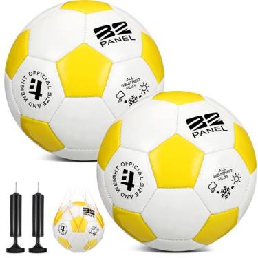 Imagem de Bolas de futebol Shappy, 2 peças, tamanho 3, amarelas e brancas com bo