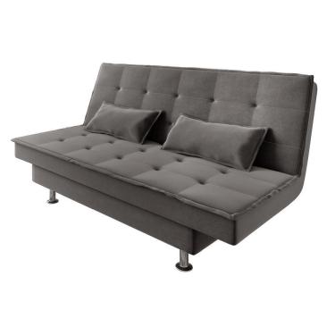 Imagem de Sofá Cama 3 Lugares 1,84m Andradas Veludo Suede Cinza Mamflex Cinza