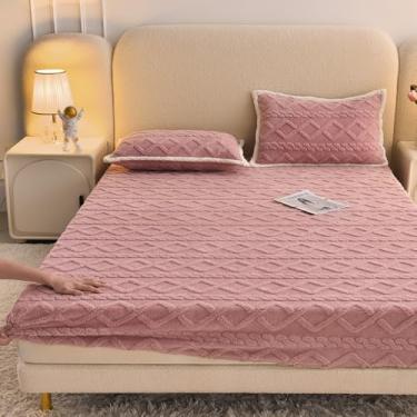 Imagem de Capa de colchão, protetor de colchão de veludo macio, respirável e silencioso, elástico com bolso profundo, antiderrapante, à prova de poeira, para cama queen size - rosa | | 200 x 220 cm (apenas capa